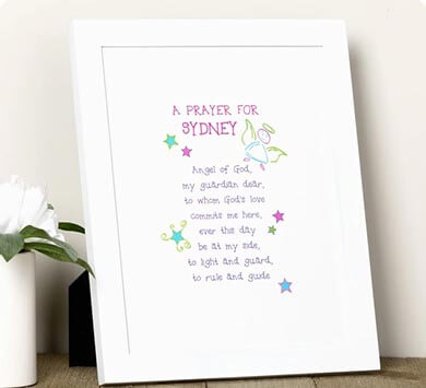 Personalized Guardian Angel Prayer Framed Print